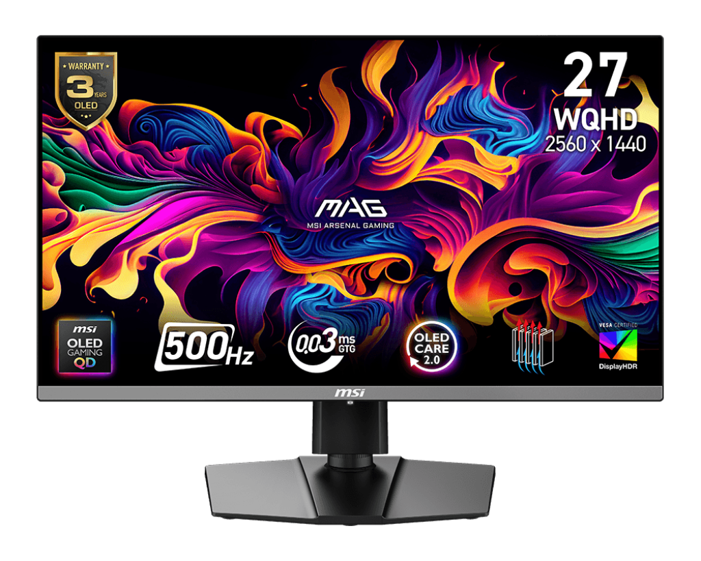 MSI MAG 272QP X50 27" WQHD QD-OLED 500Hz 0.03ms Adaptive-Sync Gaming Monitor