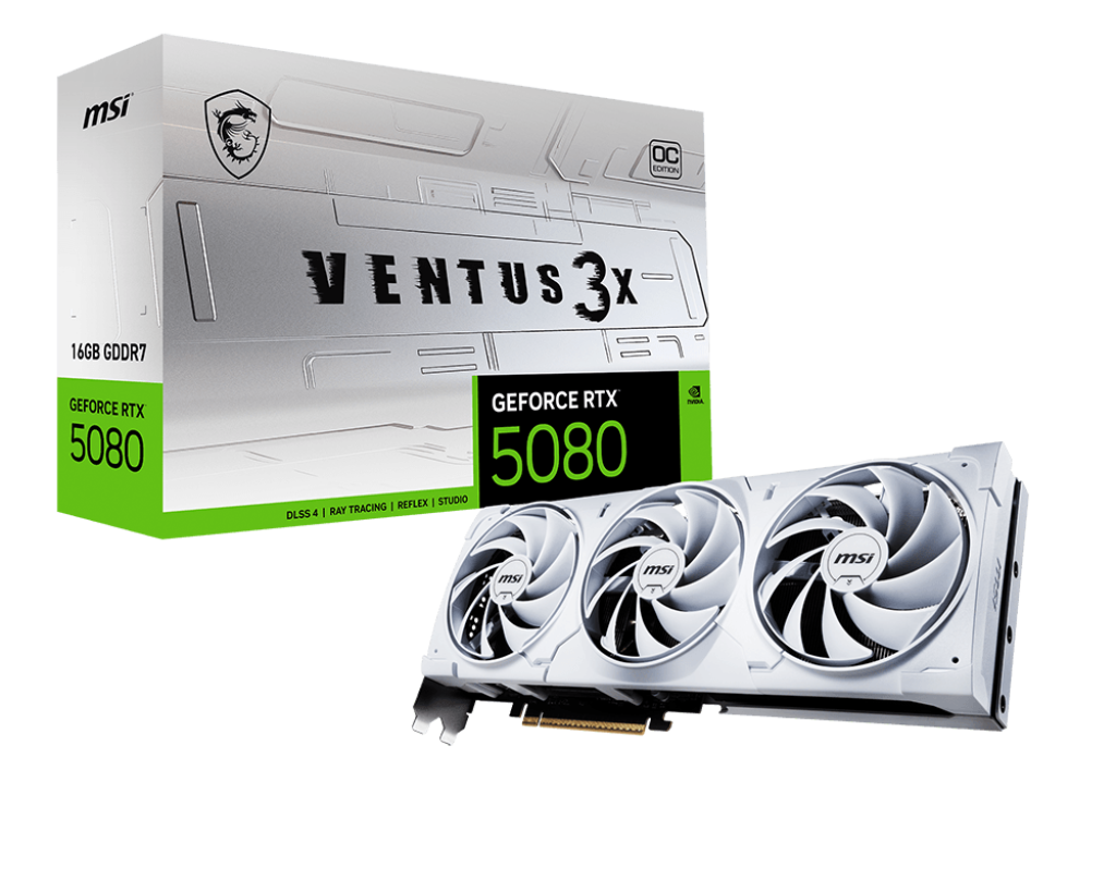 MSI GeForce RTX 5080 16GB Ventus 3X OC White GDDR7 Graphics Card
