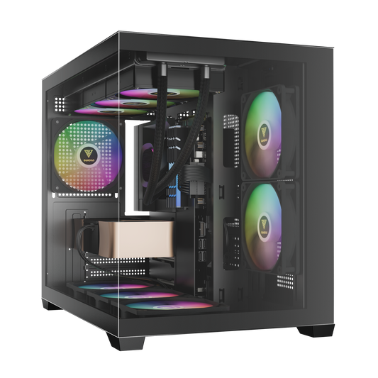 Gamdias Aura GC10M V2 ARGB mATX Case - Black (3 ARGB Fans Included)