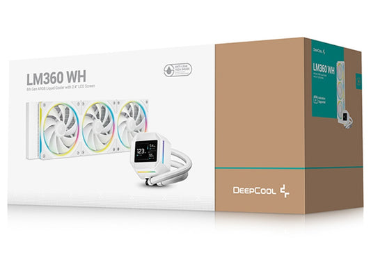 Deepcool LM360 360mm Compact 2.4 inch IPS Display Liquid CPU Cooler - White
