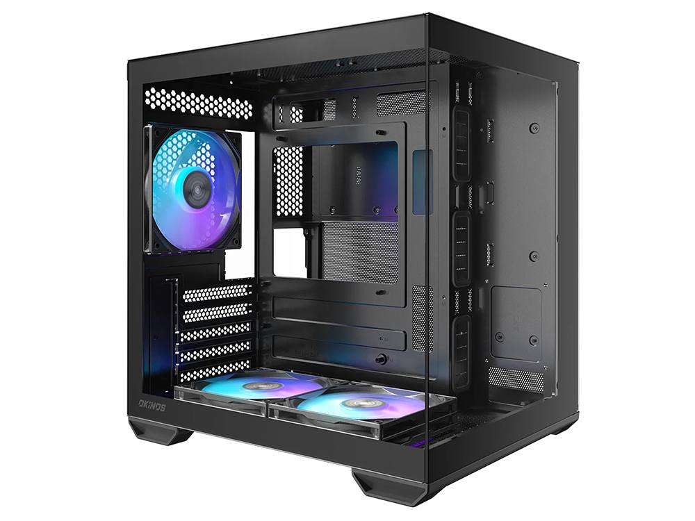 Okinos Mirage 4 ARGB Tempered Glass Side Panel Micro-ATX Case - Black
