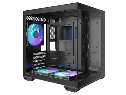 Okinos Mirage 4 ARGB Tempered Glass Side Panel Micro-ATX Case - Black