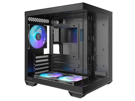 Okinos Mirage 4 ARGB Tempered Glass Side Panel Micro-ATX Case - Black