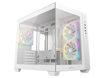 Deepcool CG330 3F WH Tempered Glass Micro-ATX Case - White