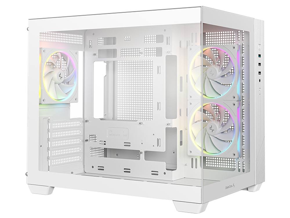 Deepcool CG330 3F WH Tempered Glass Micro-ATX Case - White