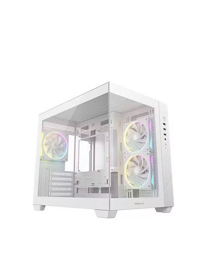 Deepcool CG330 3F WH Tempered Glass Micro-ATX Case - White