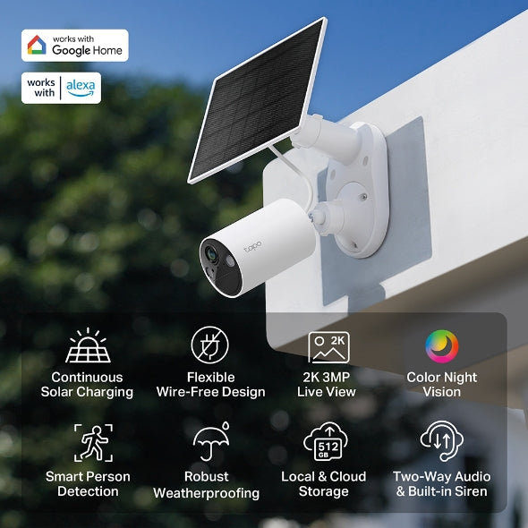 TP-Link TC82 KIT Solar-Powered 2K 3MP IP65 Security Camera Kit