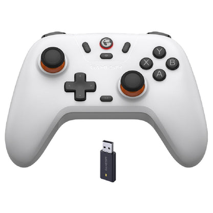 GameSir Nova Lite wireless gaming controller in Stellar White - front view with the 2.4GHz wireless dongle