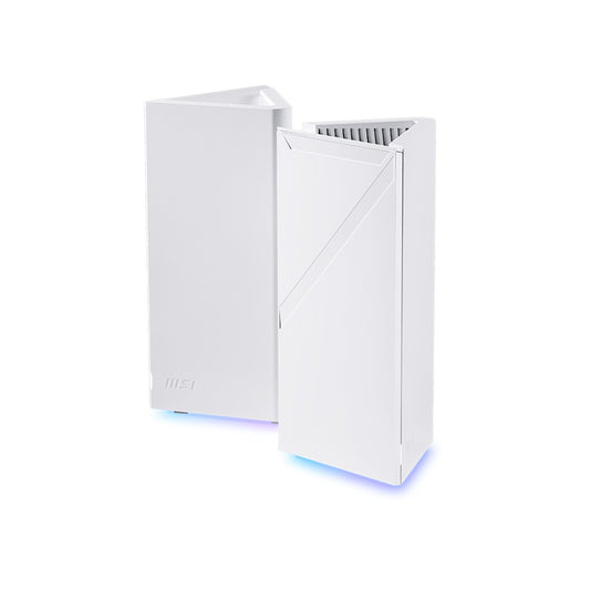 MSI Roamii BE Pro WiFi 7 mesh system - the two MRBE110 units standing side by side