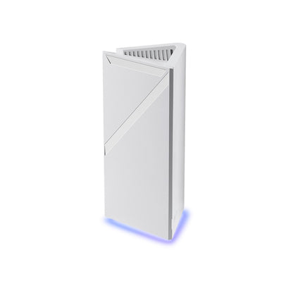 MSI Roamii BE Pro WiFi 7 mesh unit - side profile with the LED strip lit