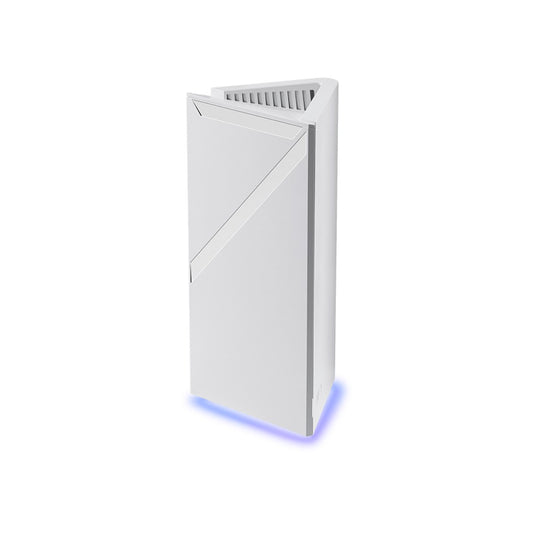 MSI Roamii BE Pro WiFi 7 mesh unit - side profile with the LED strip lit