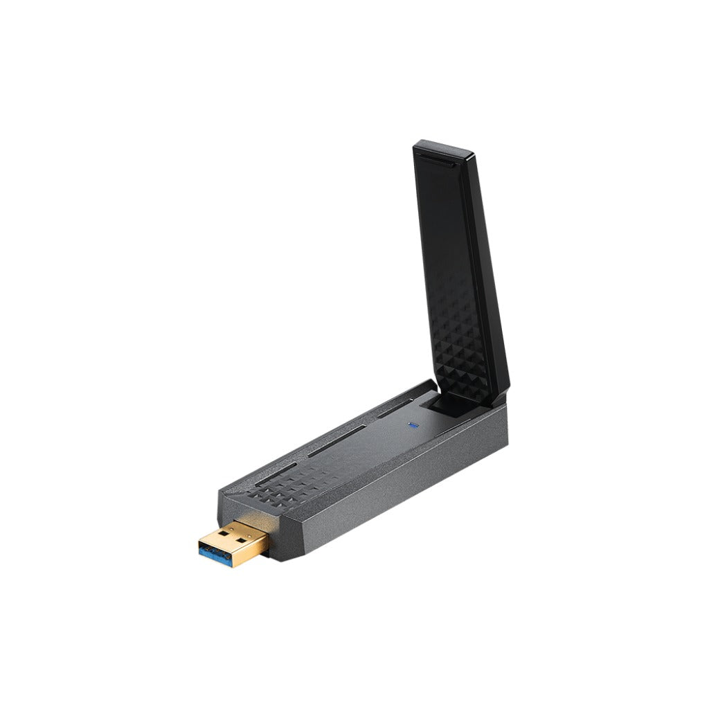 MSI AX1800 WiFi 6 USB adapter - angled view of the body and antenna