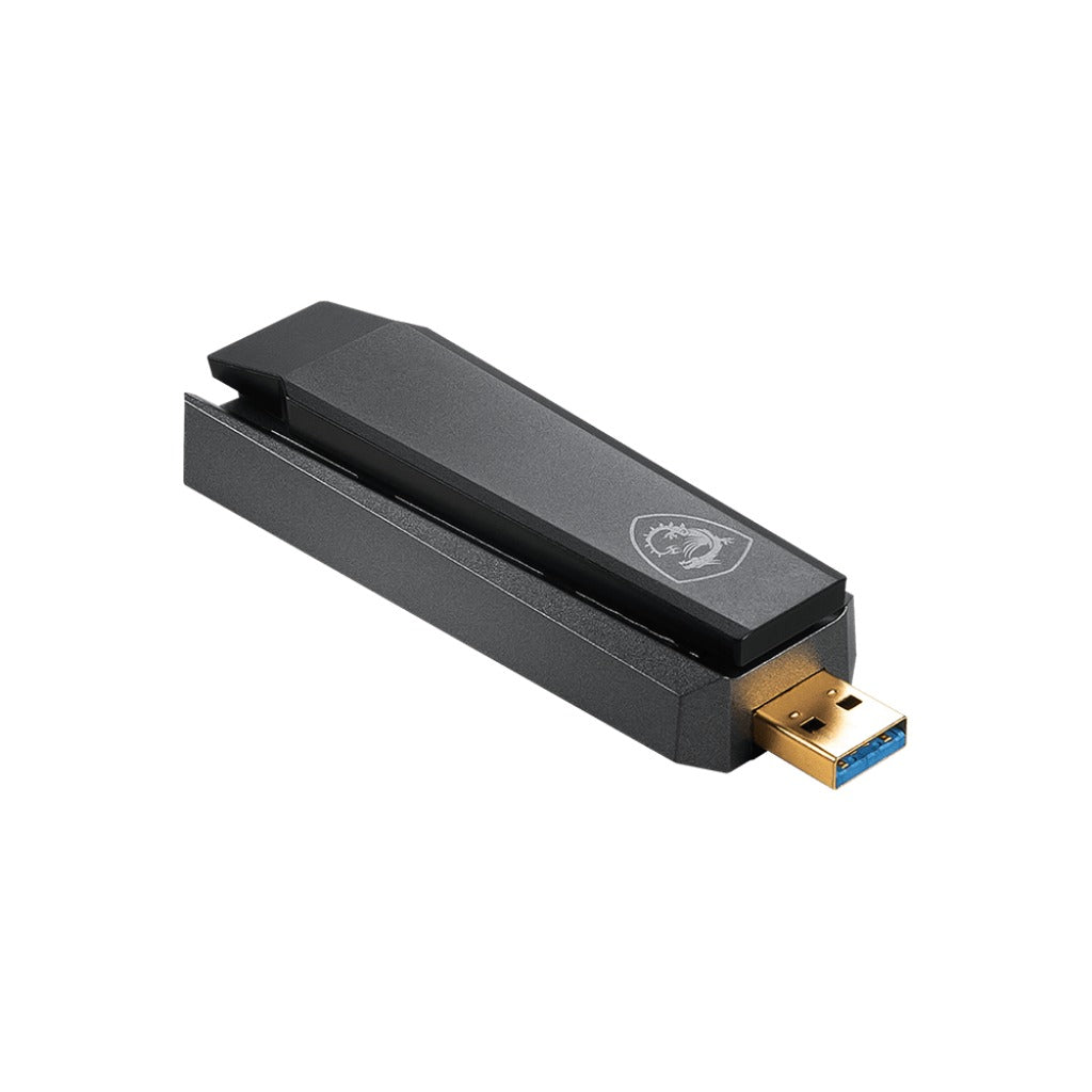MSI AX1800 WiFi 6 USB adapter - straight-on view of the adapter