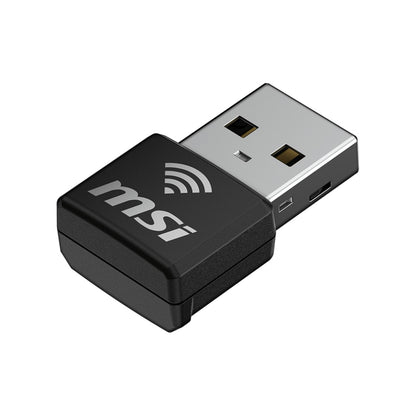 MSI AX1800 Nano WiFi 6 USB adapter - angled view showing the low-profile body