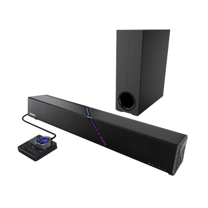 ASUS ROG Gjallar soundbar, subwoofer and control hub - alternate angle