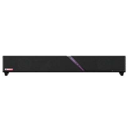 ASUS ROG Gjallar soundbar - front view showing the fabric grille and RGB light bar
