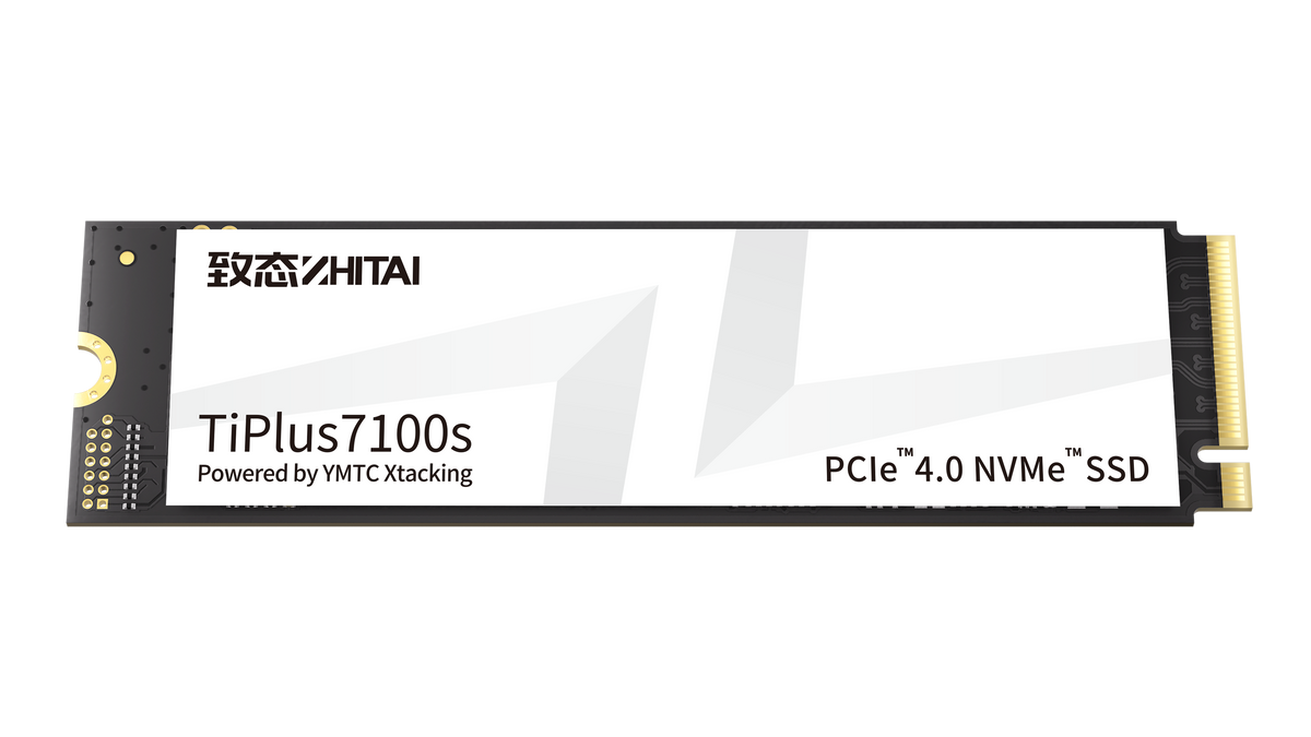 ZhiTai TiPlus7100s 1TB M.2 2280 NVMe SSD angled view