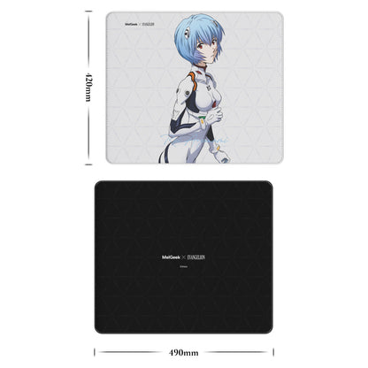 MelGeek x EVANGELION EVA-00 Rei Ayanami mouse pad front printing above the black textured rubber base