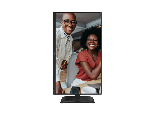 AOC 24E4UJ 23.8 Inch FHD IPS 120Hz Height Adjustable Monitor - rotated to portrait on its adjustable stand