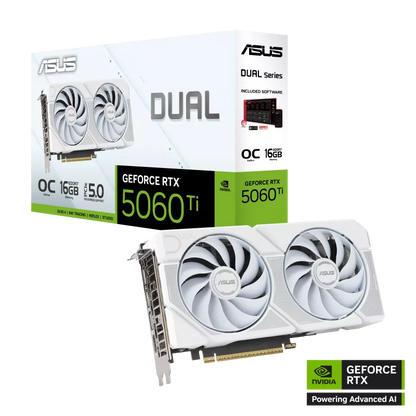 Asus Dual GeForce RTX 5060 Ti O16G Graphics Card - White