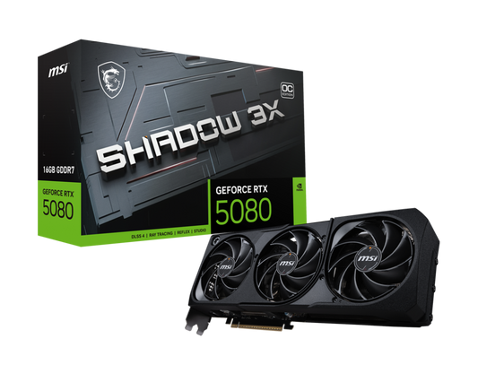 MSI GeForce RTX 5080 16GB Shadow 3X OC GDDR7 Graphics Card