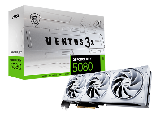 MSI GeForce RTX 5080 16GB Ventus 3X OC White GDDR7 Graphics Card