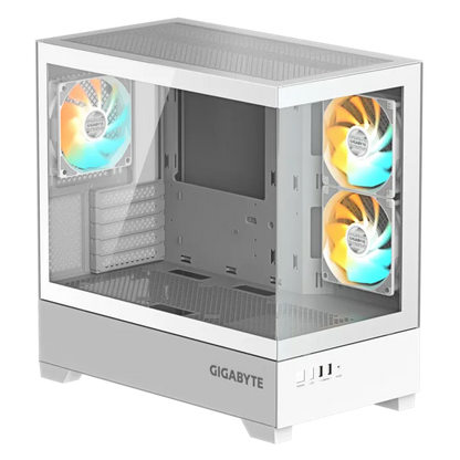 GIGABYTE C201 Panoramic Tempered Glass mATX Mid-Tower Case - White