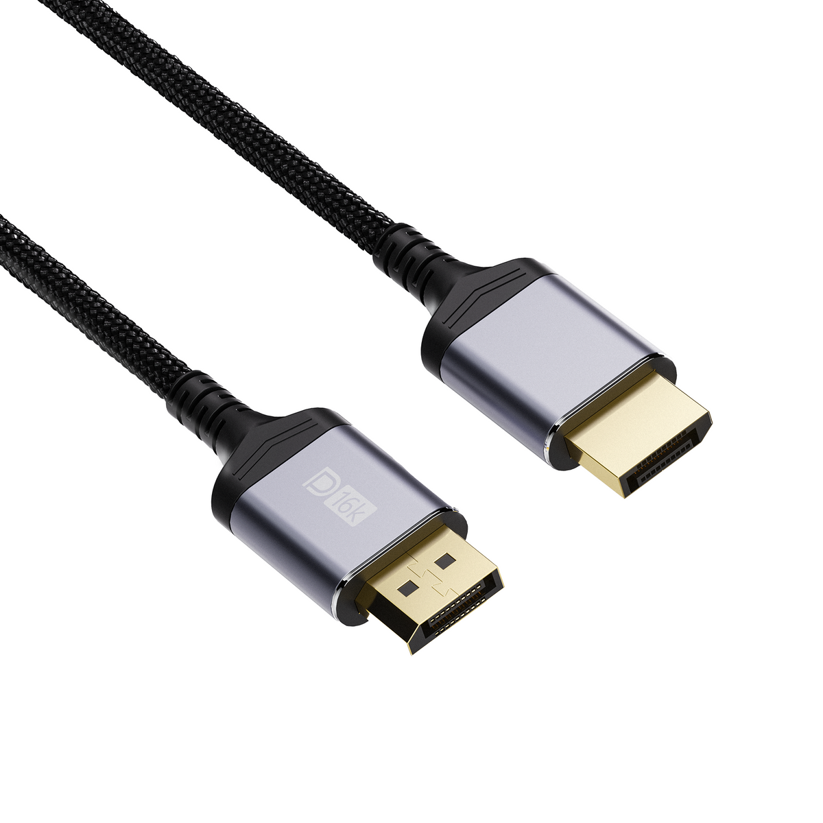 Lumivida Ultra-High Speed DisplayPort 2.1 cable 2M - DisplayPort male connectors (front view)