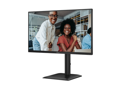 AOC 24E4UJ 23.8 Inch FHD IPS 120Hz Height Adjustable Monitor - three-quarter angled view