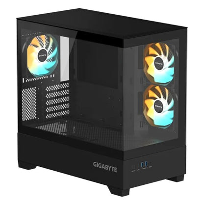 GIGABYTE C201 Panoramic Tempered Glass mATX Mid-Tower Case - Black
