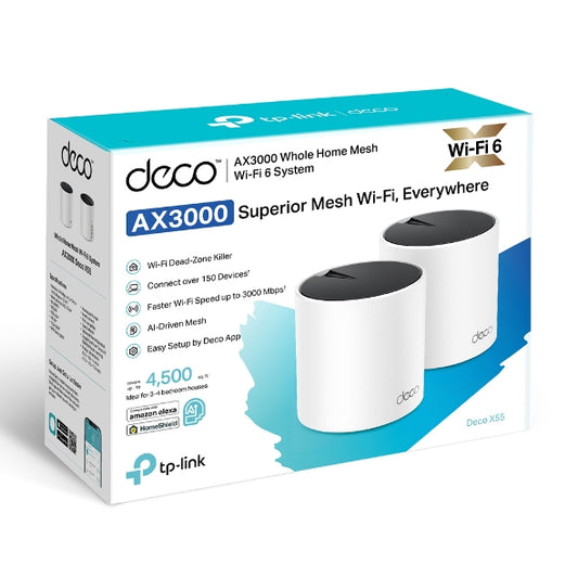TP-Link Deco X55 AX3000 Whole Home Mesh Wi-Fi 6 System (2-Pack)