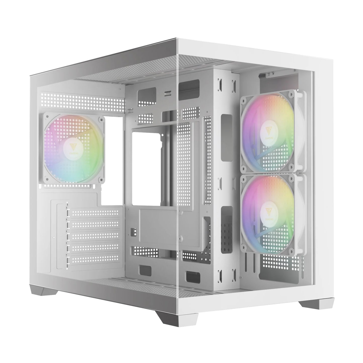 Gamdias Aura GC10M V2 ARGB mATX Case - White (3 ARGB Fans Included)