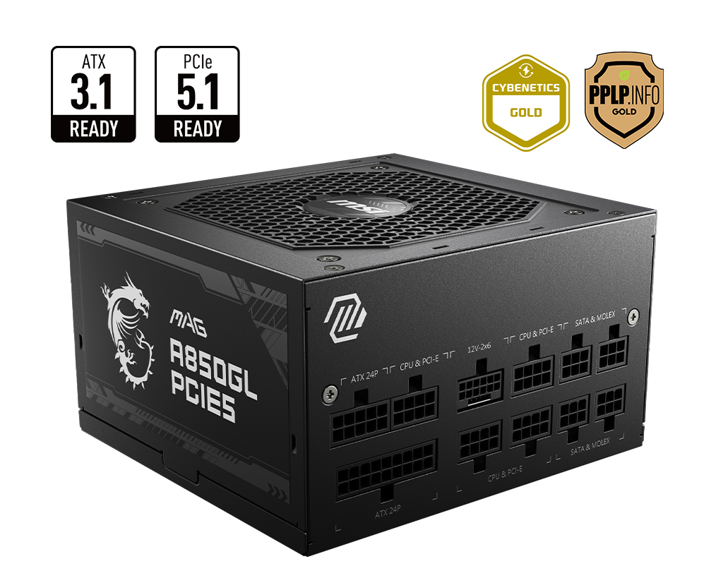 MSI MAG A850GL PCIE5 850W 80+ Gold ATX 3.0 Power Supply