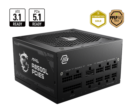 MSI MAG A850GL PCIE5 850W 80+ Gold ATX 3.0 Power Supply