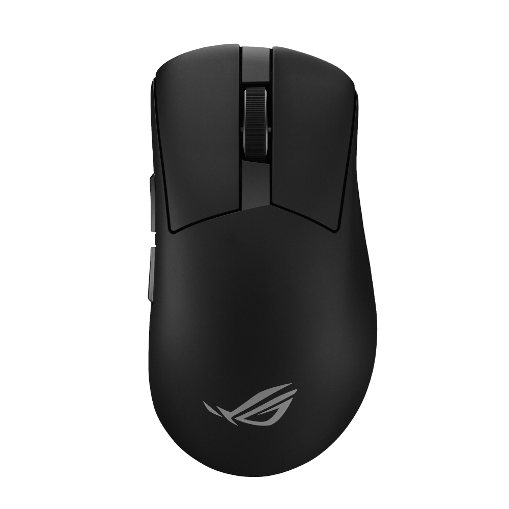 ROG Gladius IV Ace black gaming mouse, top-down view showing the main and side buttons and the ROG logo