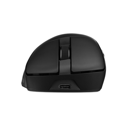 ROG Gladius IV Ace black gaming mouse, front view showing the USB-C port