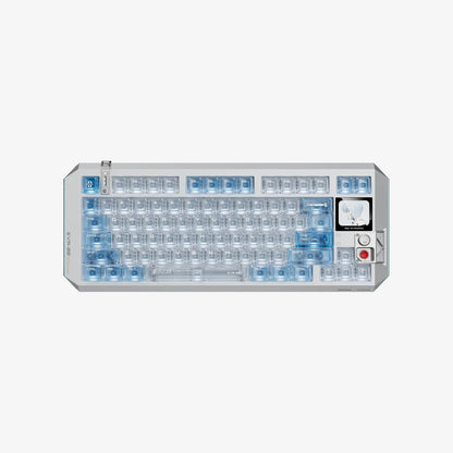 MelGeek x EVANGELION Centauri 80 Rei Edition magnetic HE gaming keyboard with Flip King of Magnetic White switches and a 326 PPI OLED touchscreen