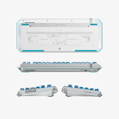 MelGeek x EVANGELION Centauri 80 Rei Edition magnetic HE gaming keyboard with Flip King of Magnetic White switches and a 326 PPI OLED touchscreen
