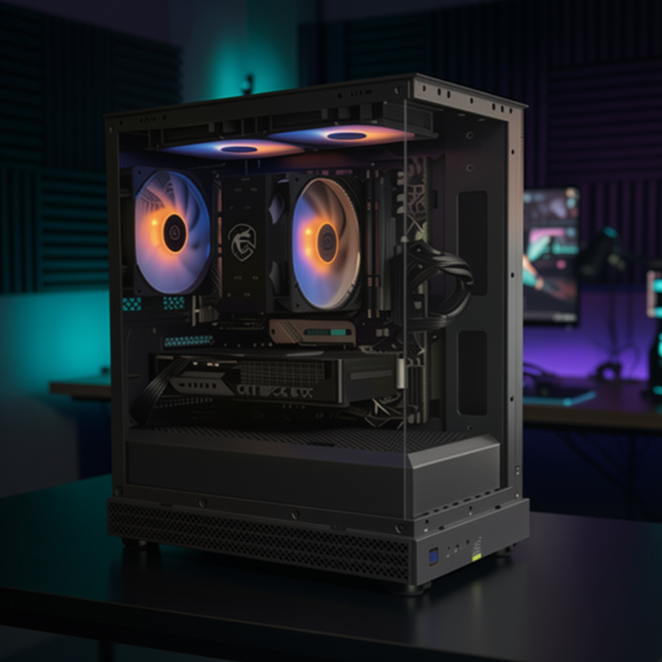 Core 7500F 5060 gaming PC with GeForce RTX 5060 graphics card, ARGB air cooler and tempered-glass side panel