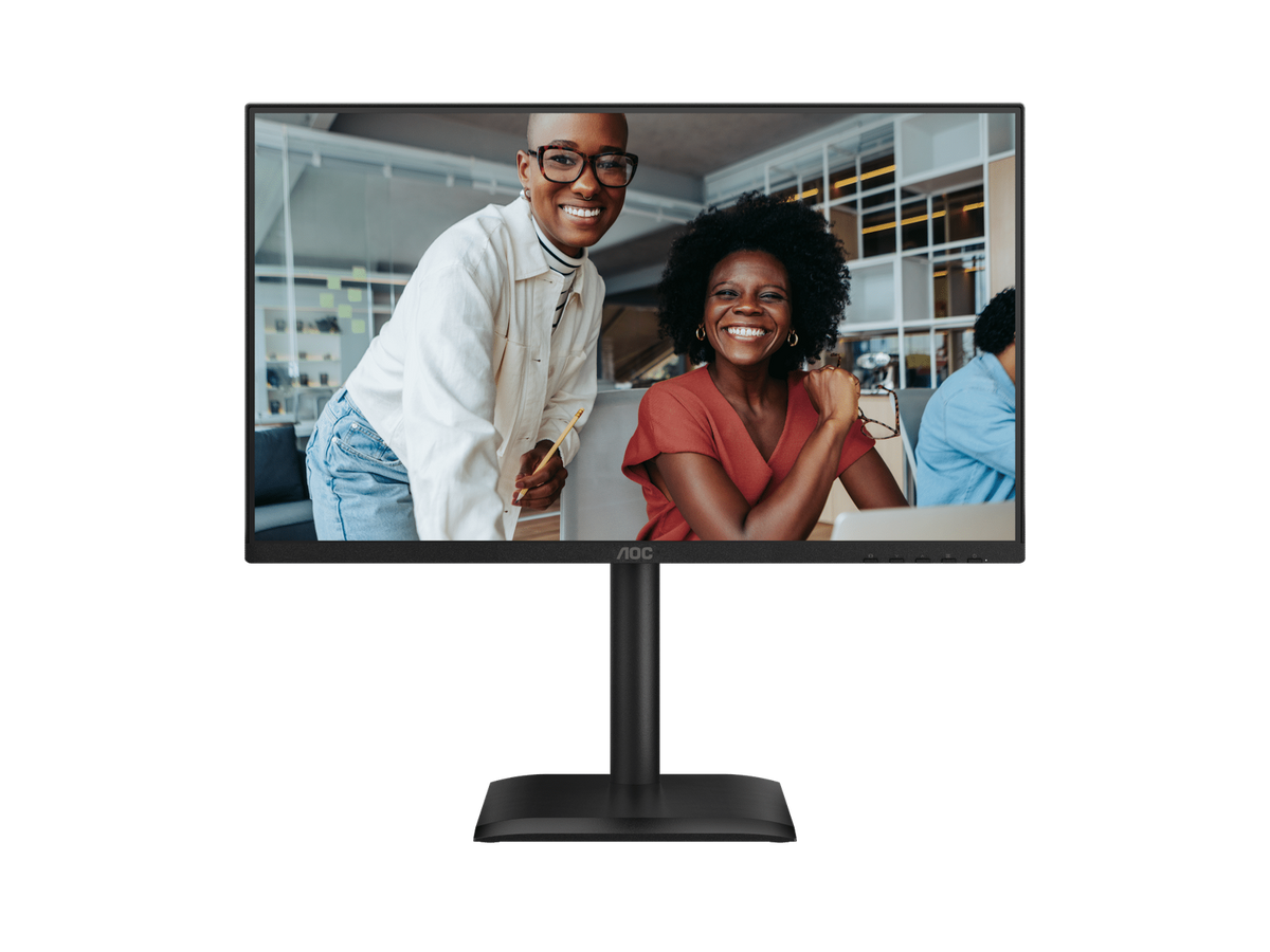AOC 24E4UJ 23.8 Inch FHD IPS 120Hz Height Adjustable Monitor - front view with the panel on