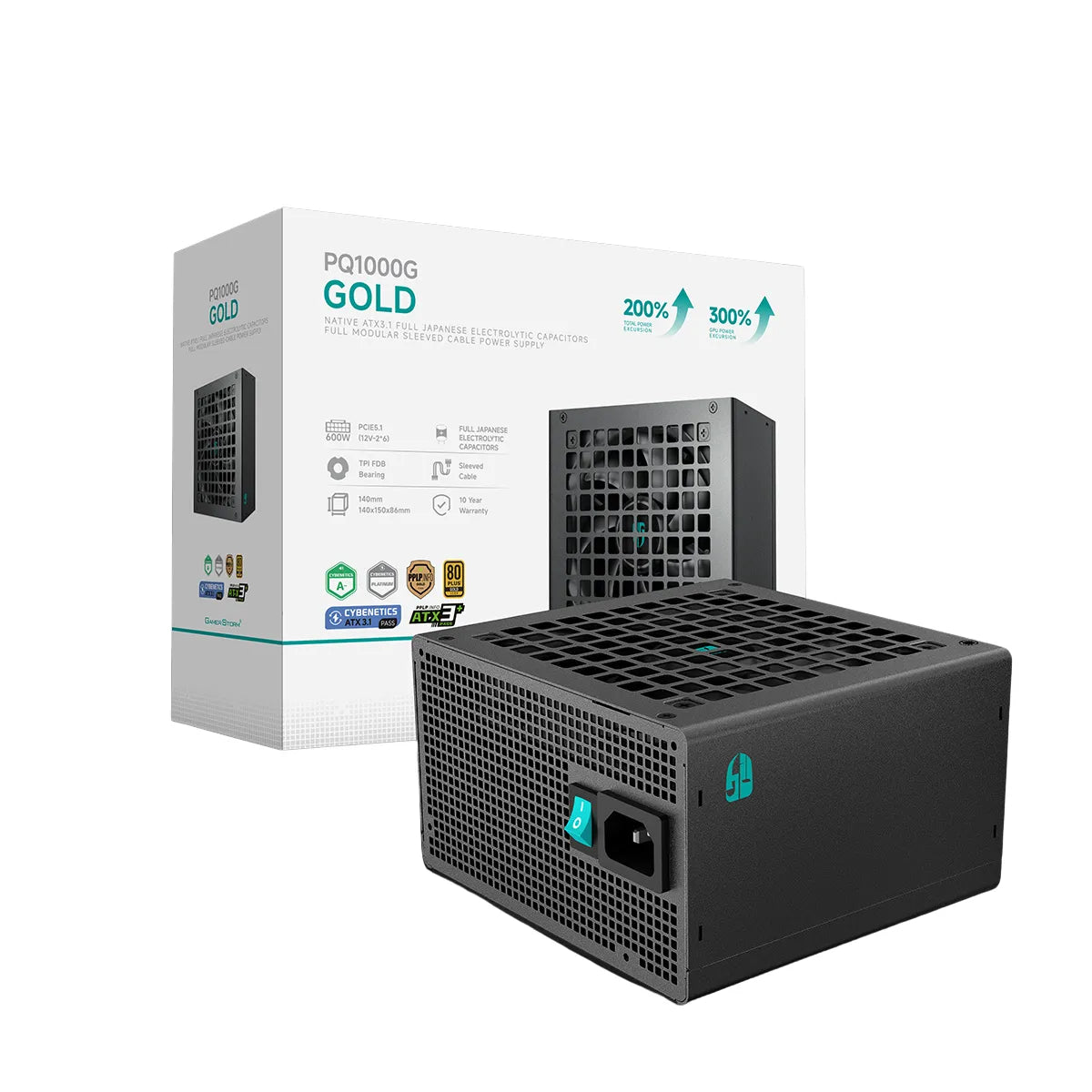 DeepCool PQ1000G 1000W 80+ Gold ATX 3.1 PCIe 5.1 Fully Modular Power Supply - Black