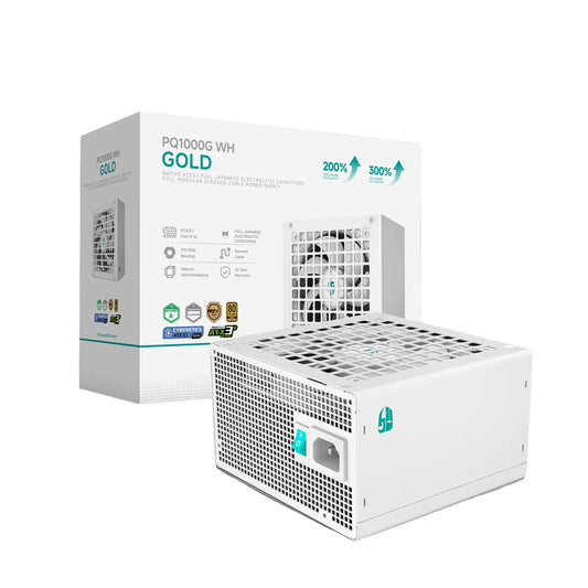 DeepCool PQ1000G 1000W 80+ Gold ATX 3.1 PCIe 5.1 Fully Modular Power Supply - White