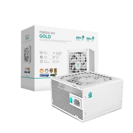 DeepCool PQ850G WH 850W 80+ Gold ATX 3.1 PCIe 5.1 Fully Modular Power Supply - White