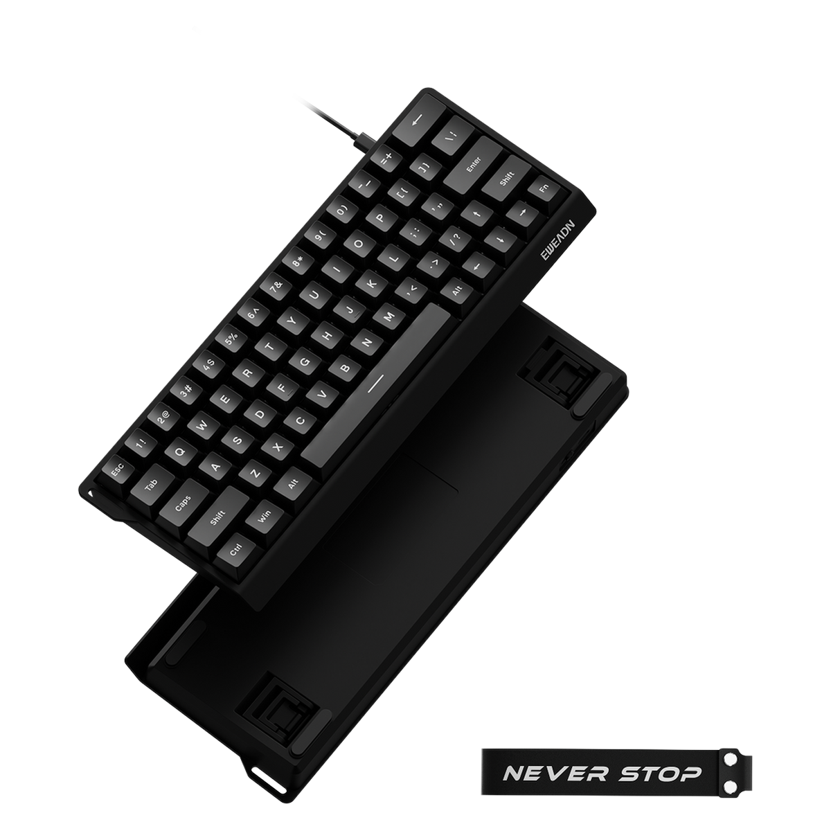 EWEADN DK63 STAR magnetic keyboard in black, angled front view
