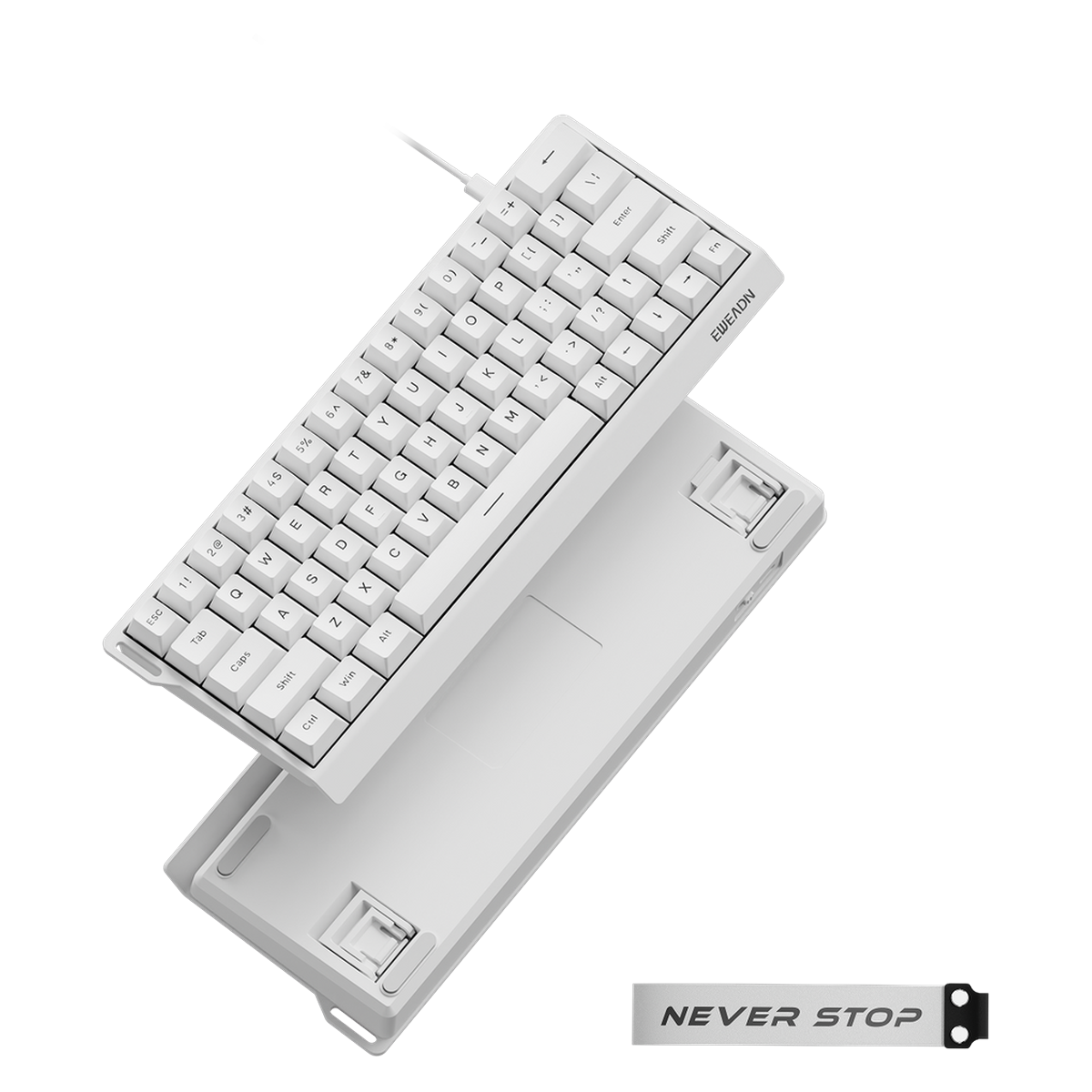 EWEADN DK63 STAR magnetic keyboard in white, angled front view