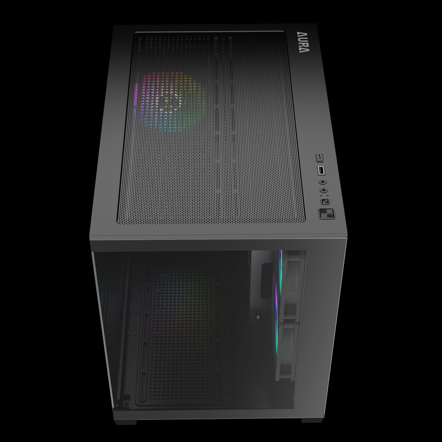 Gamdias Aura GC10M V2 ARGB mATX Case - Black (3 ARGB Fans Included)