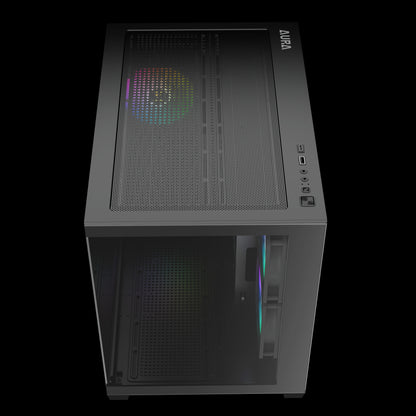 Gamdias Aura GC10M V2 ARGB mATX Case - Black (3 ARGB Fans Included)