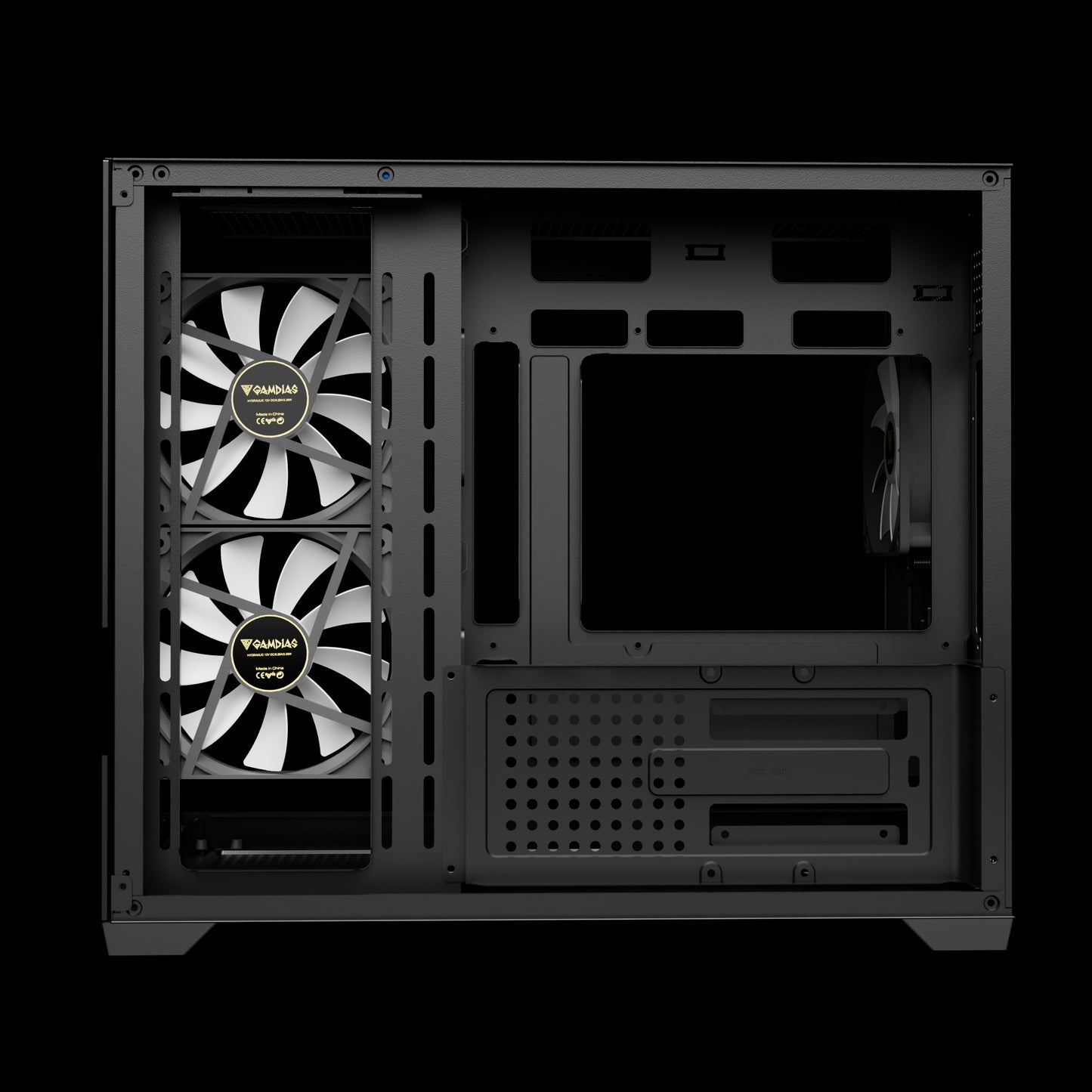Gamdias Aura GC10M V2 ARGB mATX Case - Black (3 ARGB Fans Included)