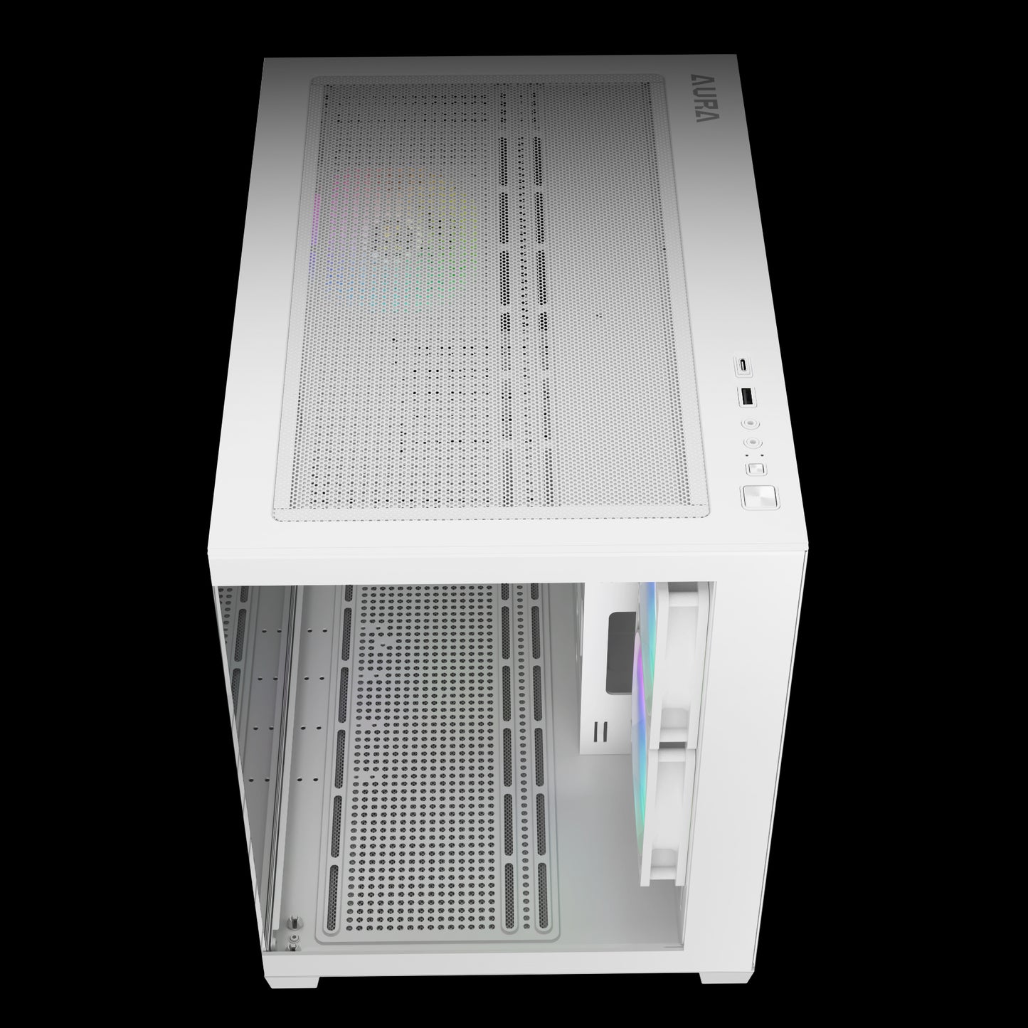 Gamdias Aura GC10M V2 ARGB mATX Case - White (3 ARGB Fans Included)
