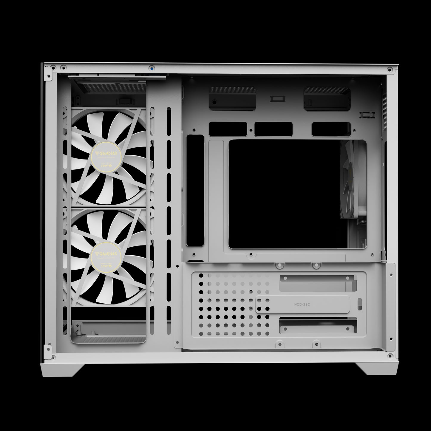 Gamdias Aura GC10M V2 ARGB mATX Case - White (3 ARGB Fans Included)